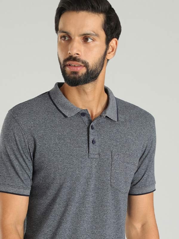 Indian Terrain Men's Half Sleeve Regular Fit Navy Polo T-Shirt